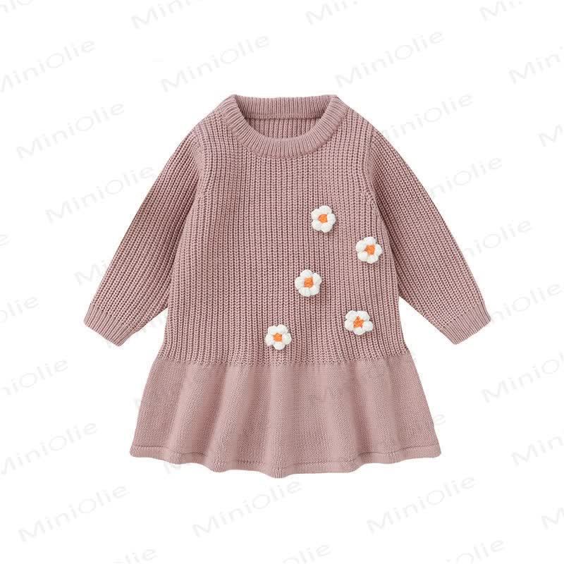 Baby Mädchen Einfarbig Blume Rosa Kleid - image 4