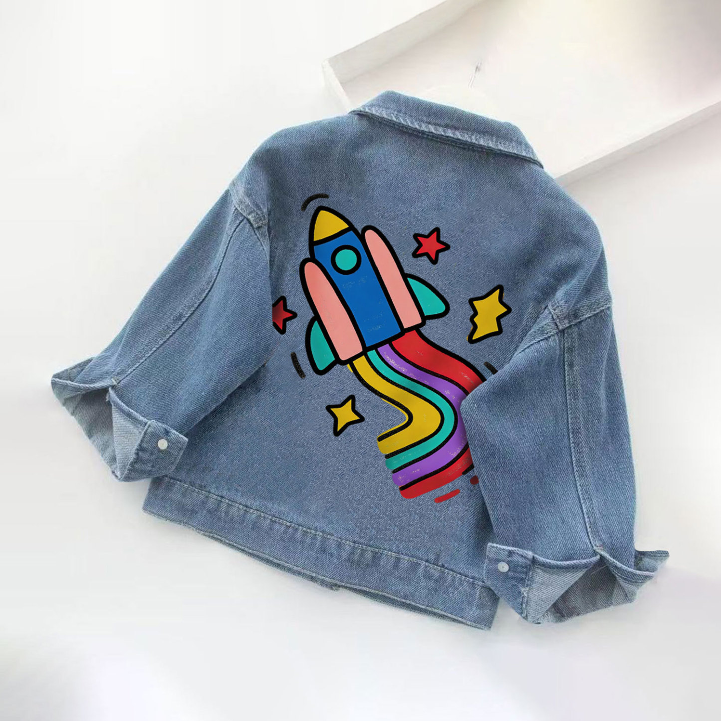 Bunt Denim mit Raketenmotiv für Kind - Blau - 10-11J - image 1