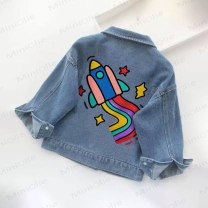 Bunt Denim mit Raketenmotiv für Kind - Blau - 10-11J - image 1