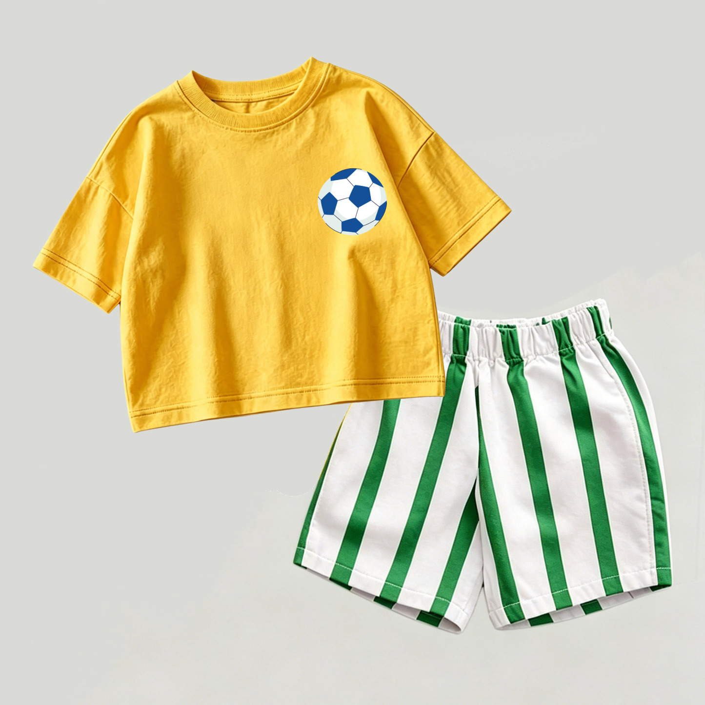 Baby Spitze in Gelb und Grün und Streifen Shorts , 2-teiliges Set - Gelb & Grün - 2-3J - image 1