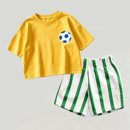 Baby Spitze in Gelb und Grün und Streifen Shorts , 2-teiliges Set - Gelb & Grün - 2-3J - image 1