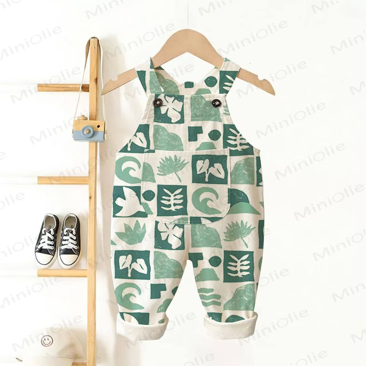 Baby Kleinkind Latzhose mit Plaid - Beige - 3-5J - image 1