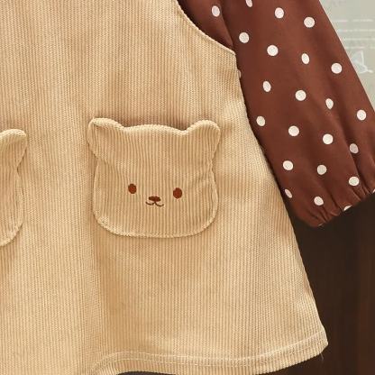 Baby Kleinkind Punkt Bär Fake 2pcs Kleid - image 14