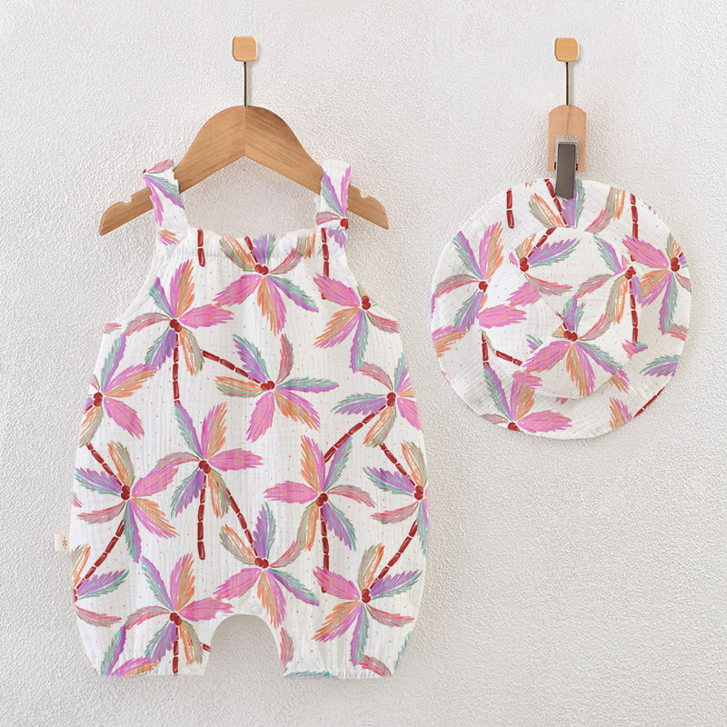 Weißer Baby Strampler mit Palmenmuster und Hut - Weiß - 18-24M - image 1