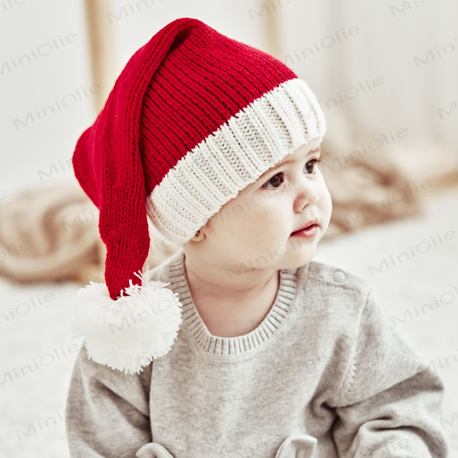Babyrote weihnachtliche gestrickte warme Mütze - image 11