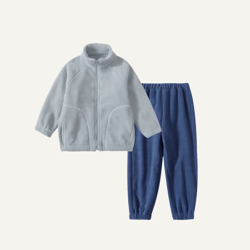 Zweiteiliges Set aus kuscheliger Vlies mit Reißverschluss und Jogginghose für Kleinkind - Blau - 10-11J - image 5