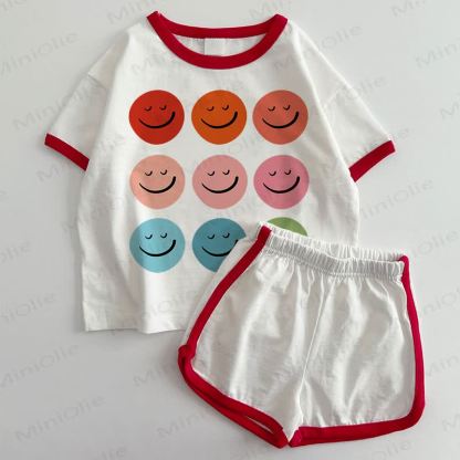 Baby Smiley T-Shirt und Shorts 2-teiliges Set - Weiß & Rot - 3-5J - image 1