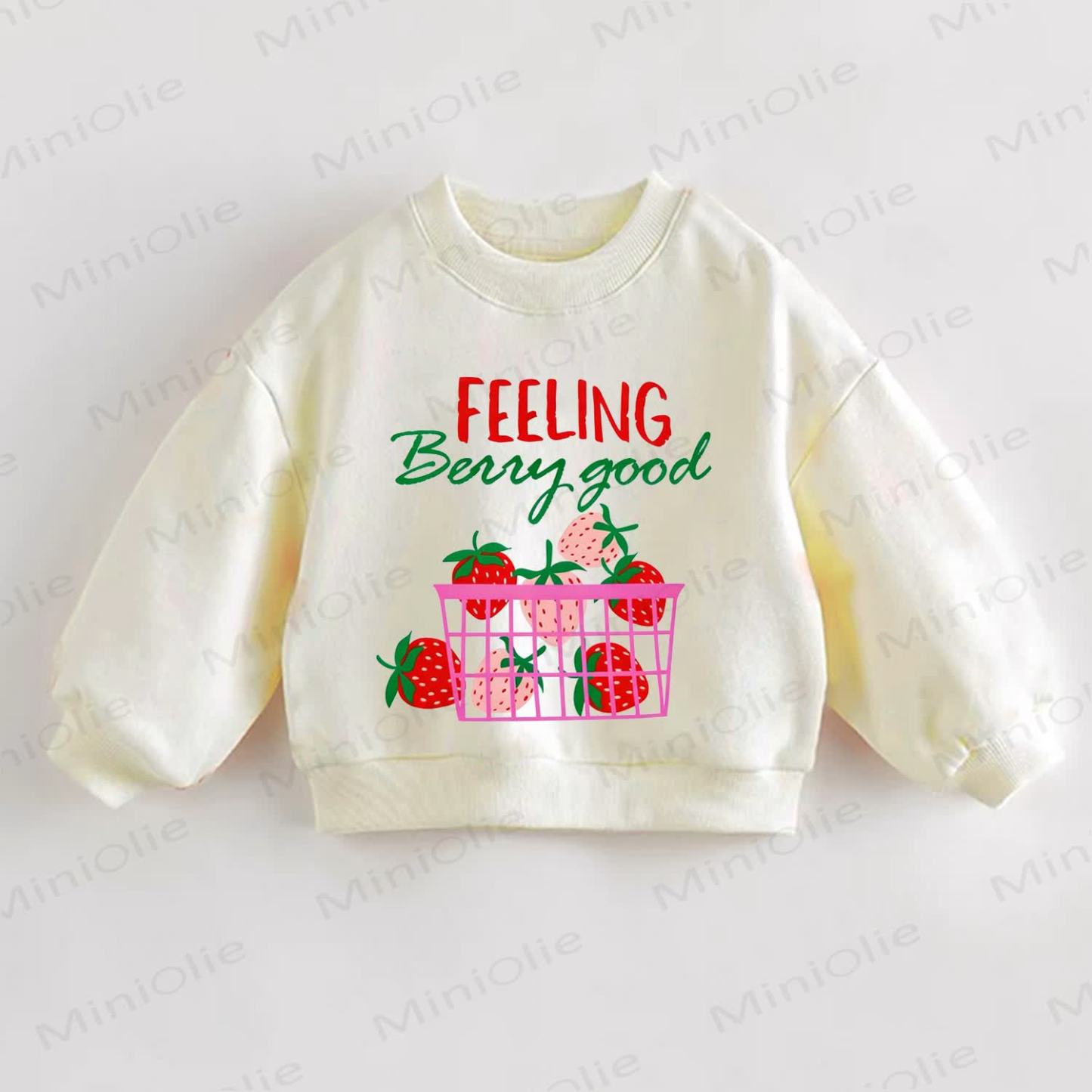 FEELING BERRY GOOD Baby Kleinkind Erdbeere -Print - Sweatshirt - Creme - 3-5J - image 1