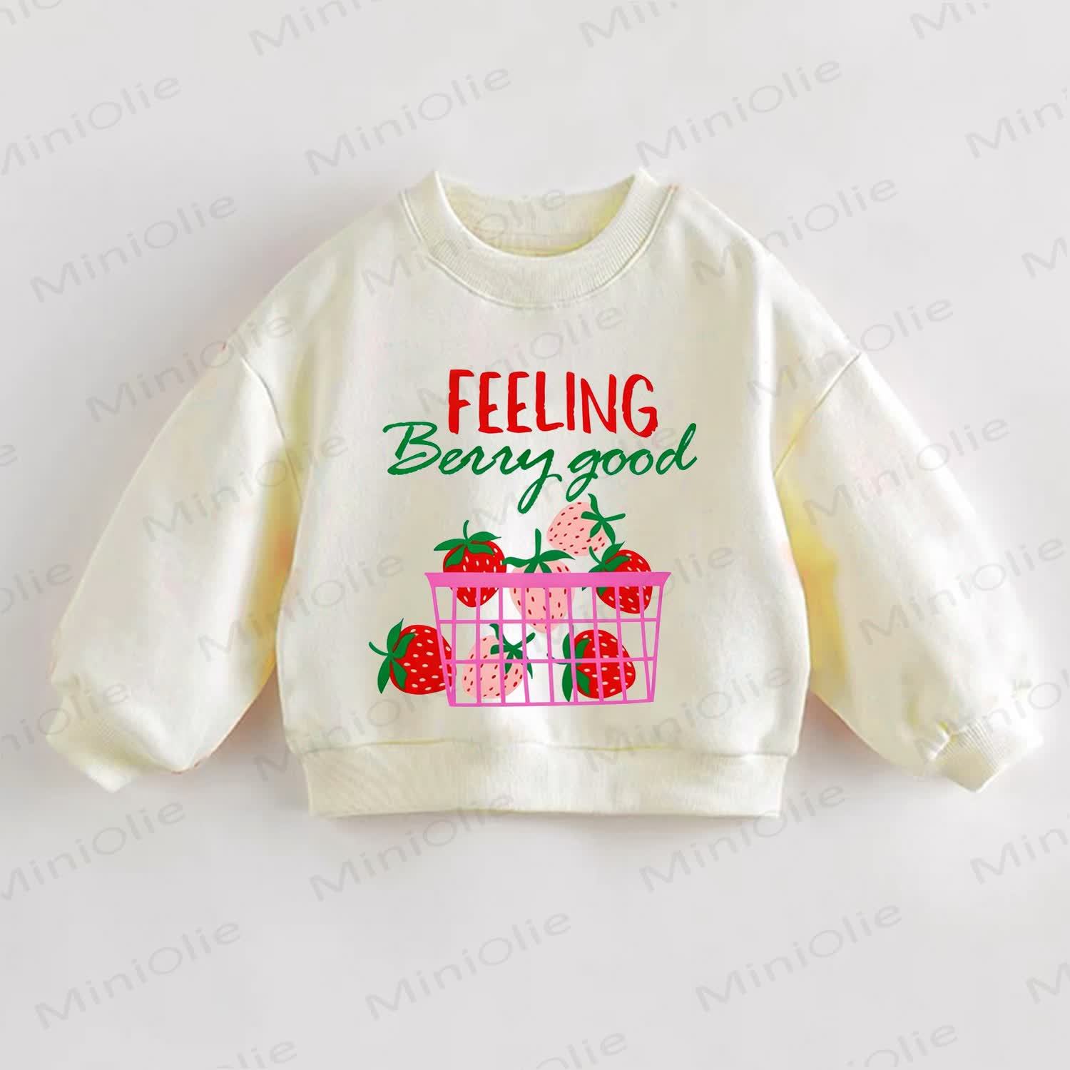 FEELING BERRY GOOD Baby Kleinkind Erdbeere -Print - Sweatshirt - Creme - 3-5J - image 1
