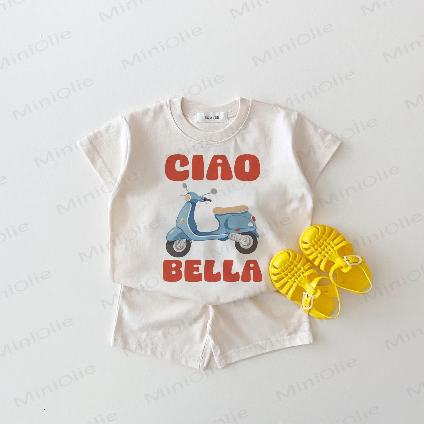 CIAO BELLA Baby Weißes T-Stück und Shorts 2-teiliges Set - Weiß - 18-24M - image 1