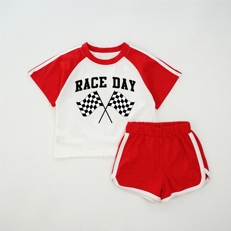 RACE DAY Baby Red Raglan T-Shirt Set - Rot - 2-3J - image 1