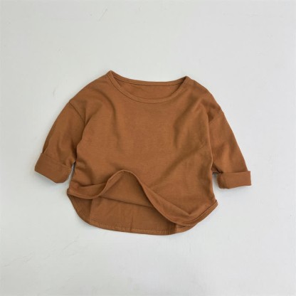 Lockeres , Einfarbig Basisschicht-T-Shirt für Kleinkind - Braun - 8Y - image 6