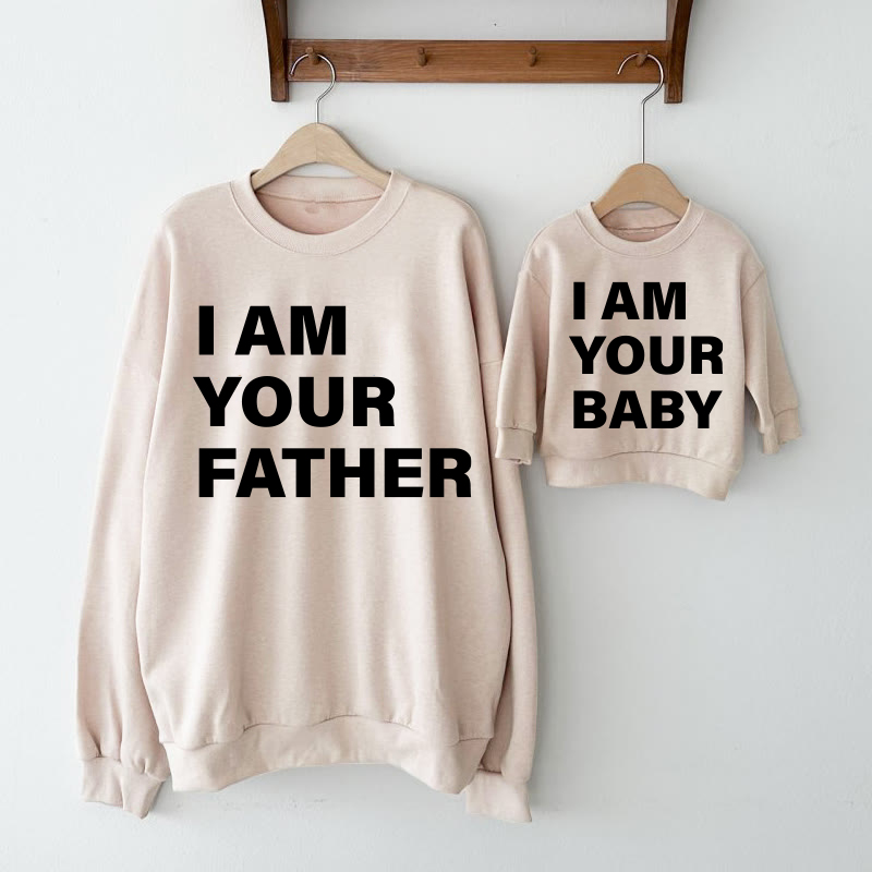 I AM YOUR FATHER/BABY Beige Familien Sweatshirt mit Slogan „ ICH BIN DEIN VATER/BABY“ - image 1