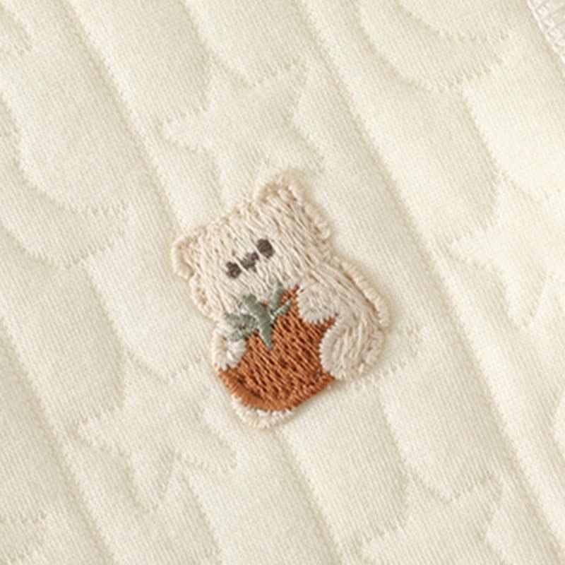 Baby Schlafanzug Set mit Gesteppt Bär und Druckknöpfen vorne, 2-teilig - image 7