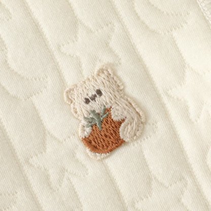 Baby Schlafanzug Set mit Gesteppt Bär und Druckknöpfen vorne, 2-teilig - image 7