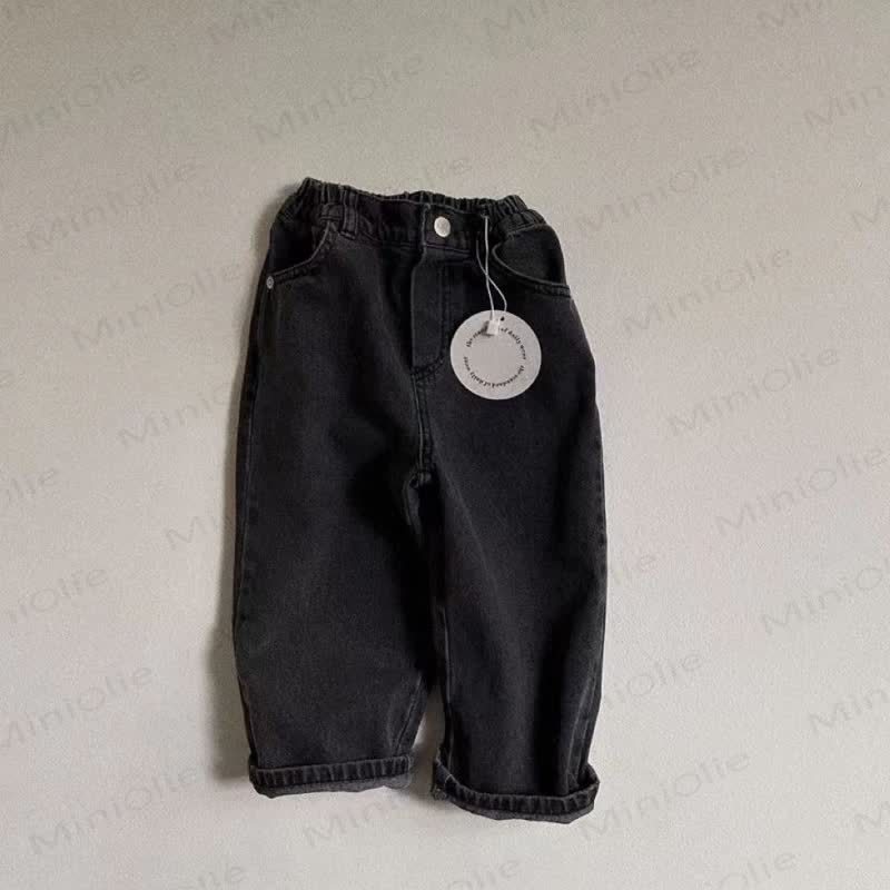 Einfarbig Baby Denim Hose - Schwarz - 3-4J - image 10