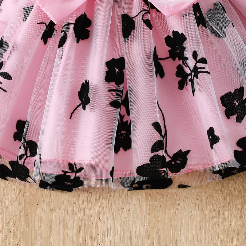 Baby Mädchen Kleid aus Mesh mit Schleife und Blume - image 6