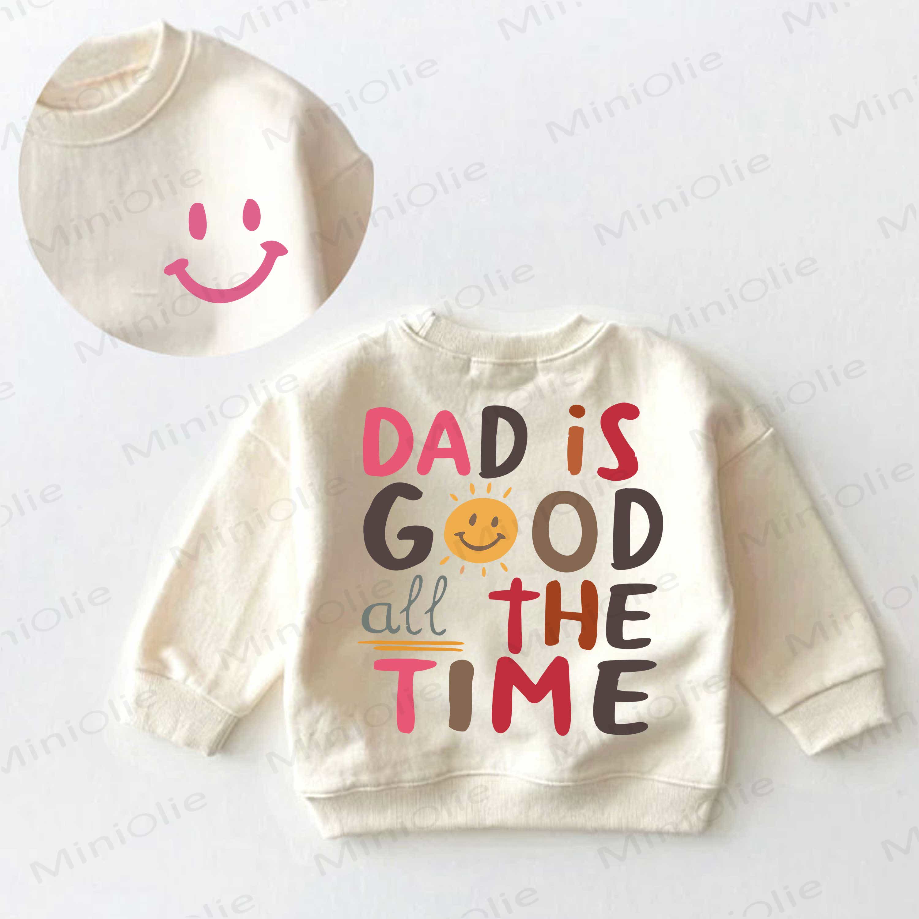 DAD IS GOOD ALL THE TIME – Baby Kleinkind Sweatshirt mit Smiley Gesicht - Creme - 3-5J - image 1