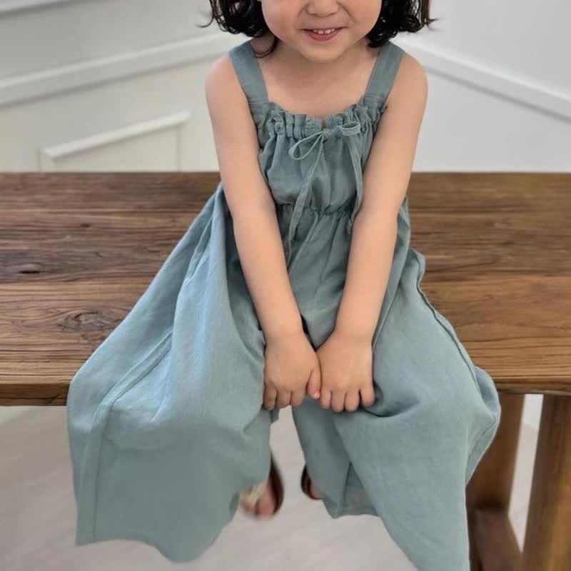 Kleinkind Einfarbig Vintage Overalls mit Schleife - image 10