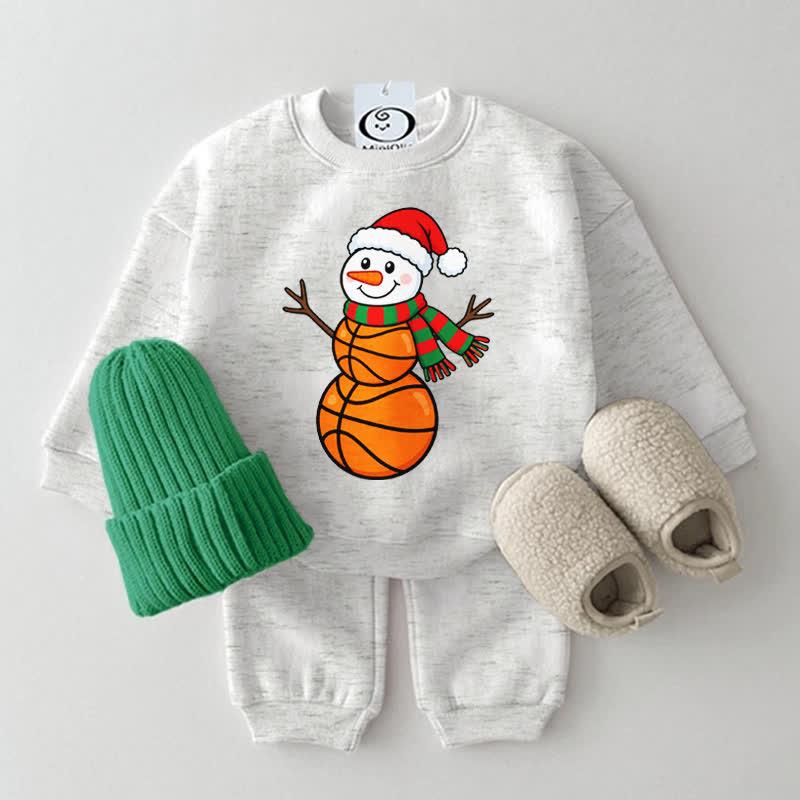 Baby Basketball- Sweatshirt mit Schneemann-Print, 2-teiliges Set - Hellgrau - 2-3J - image 3