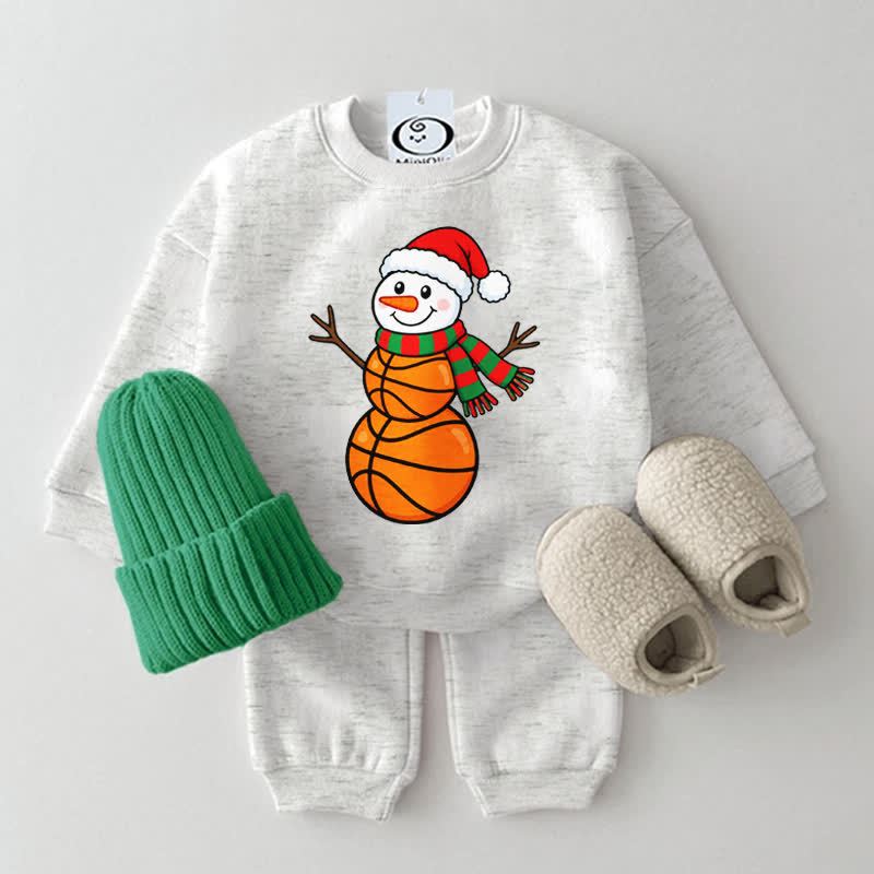 Baby Basketball- Sweatshirt mit Schneemann-Print, 2-teiliges Set - Hellgrau - 2-3J - image 3