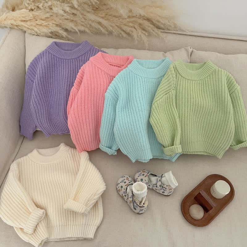 Einfarbig Pullover für Baby in Volltonfarbe - image 3