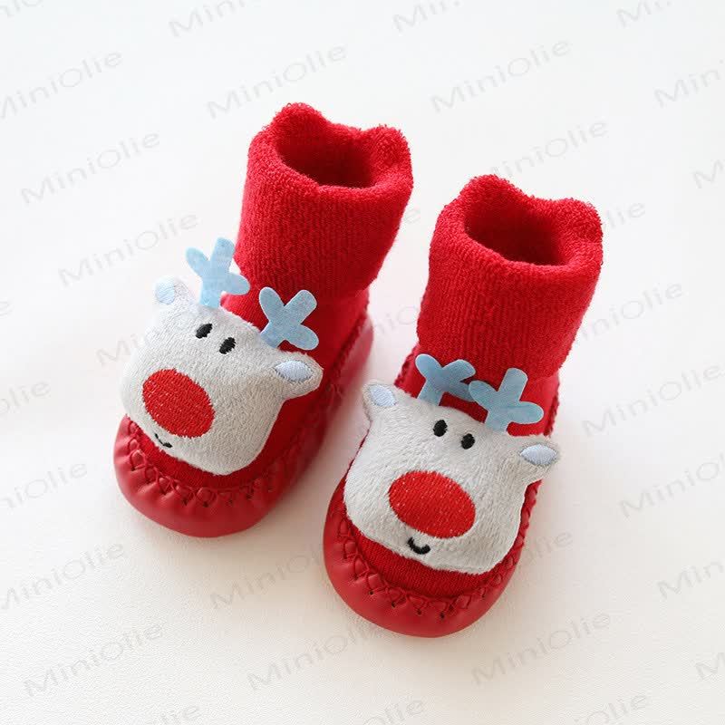 Baby Weihnachten Anti-Rutsch Boden warme Socken  - Blau Hirsch - 12-24M - image 3