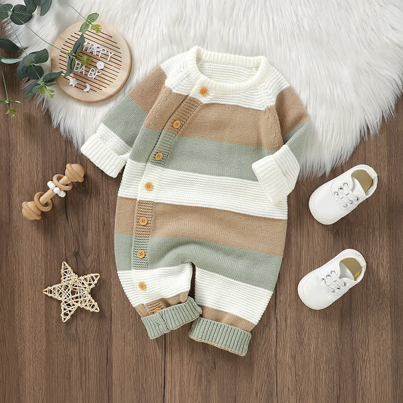 Gestreifter Baby Stricken - Strampler - Weiß - 18-24M - image 2