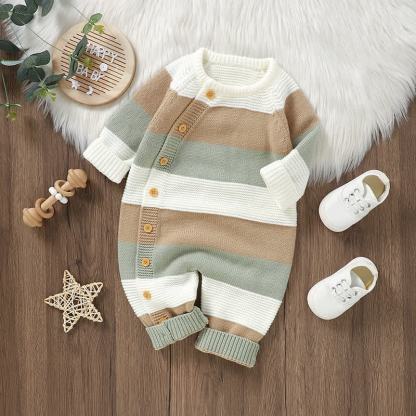 Gestreifter Baby Stricken - Strampler - Weiß - 18-24M - image 2
