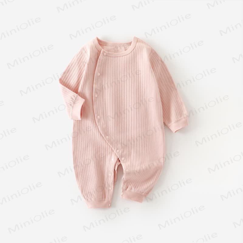 Baby Einfarbig Pyjama aus Gerippt Material, Strampler - Rosa - 18-24M - image 7