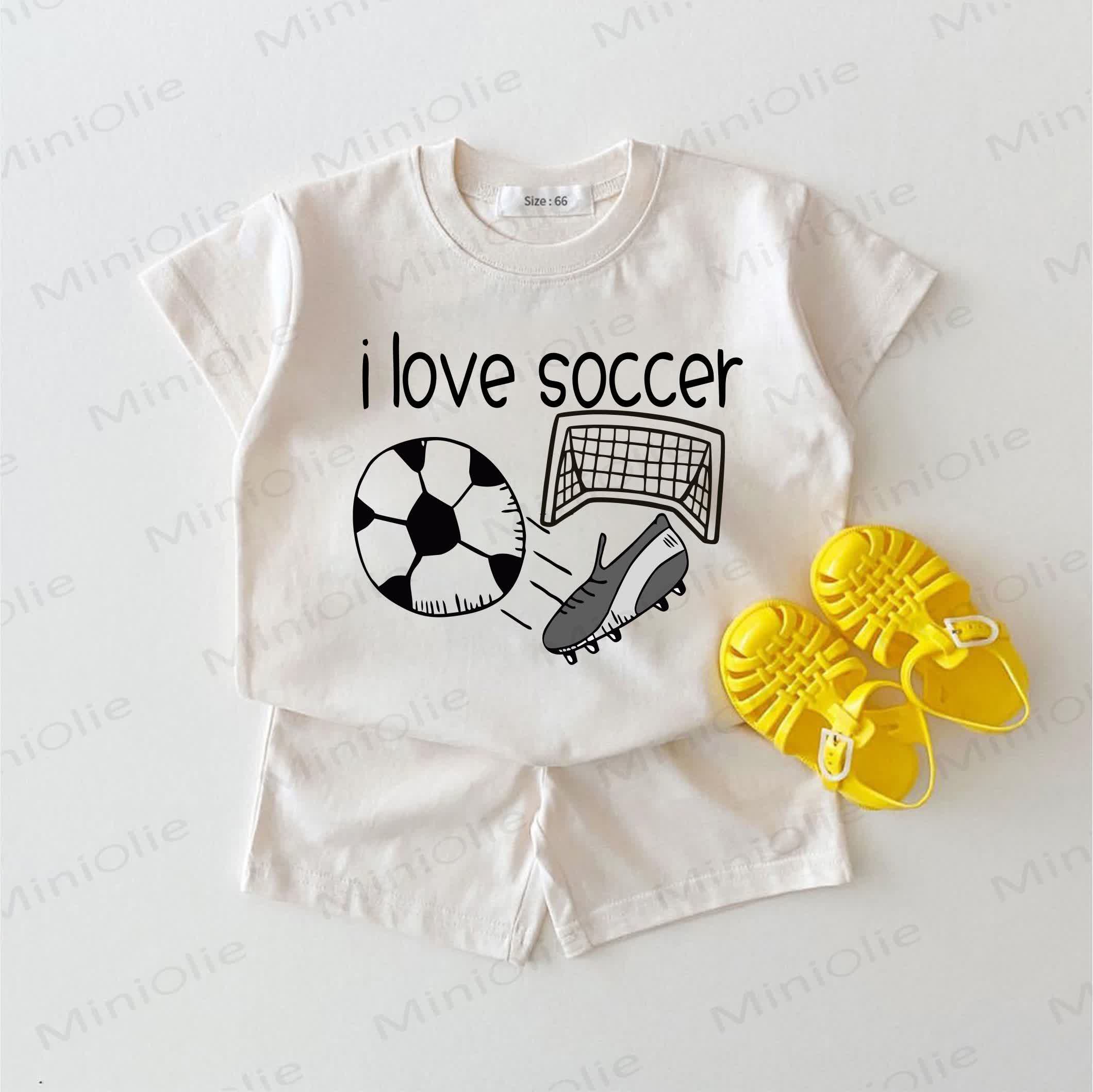 I LOVE SOCCER Baby -Fußball-Print Weiß 2-teiliges Set - Weiß - 18-24M - image 1