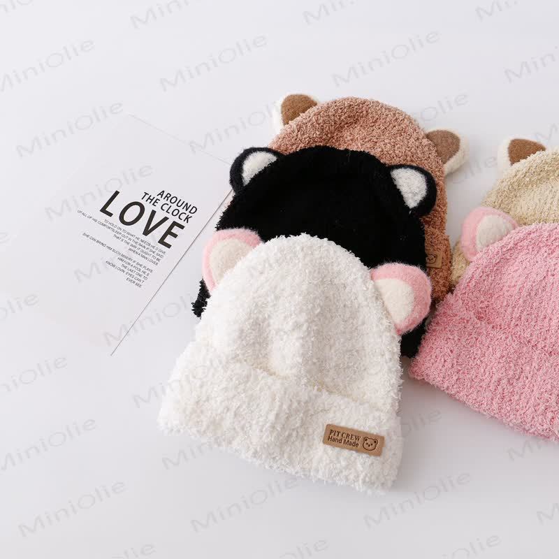 Baby Plush Bear Ears Knit Cap - image 11