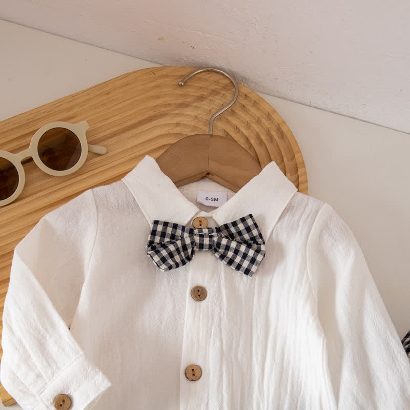 Baby Jungen Gentleman Plaid Bodysuit Overalls 2-teiliges Set - image 8