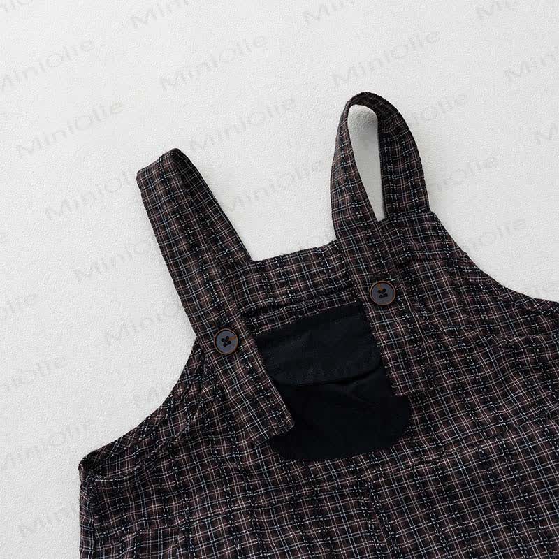 Schwarz Plaid Overall für Kleinkind  - image 4