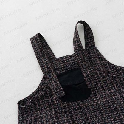 Schwarz Plaid Overall für Kleinkind  - image 4