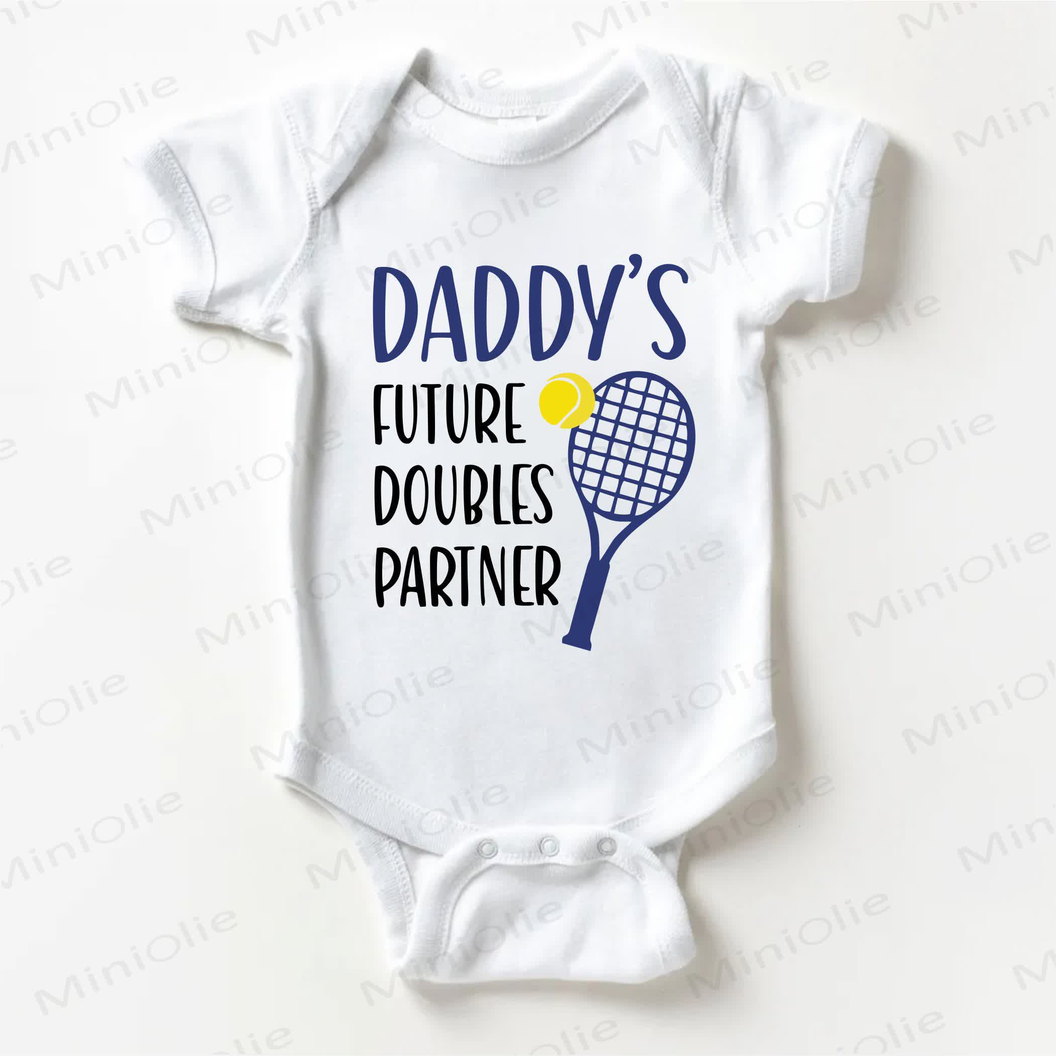DADDY'S FUTURE DOUBLES PARTNER Baby Bodysuit in Weiß - Weiß - 18-24M - image 1