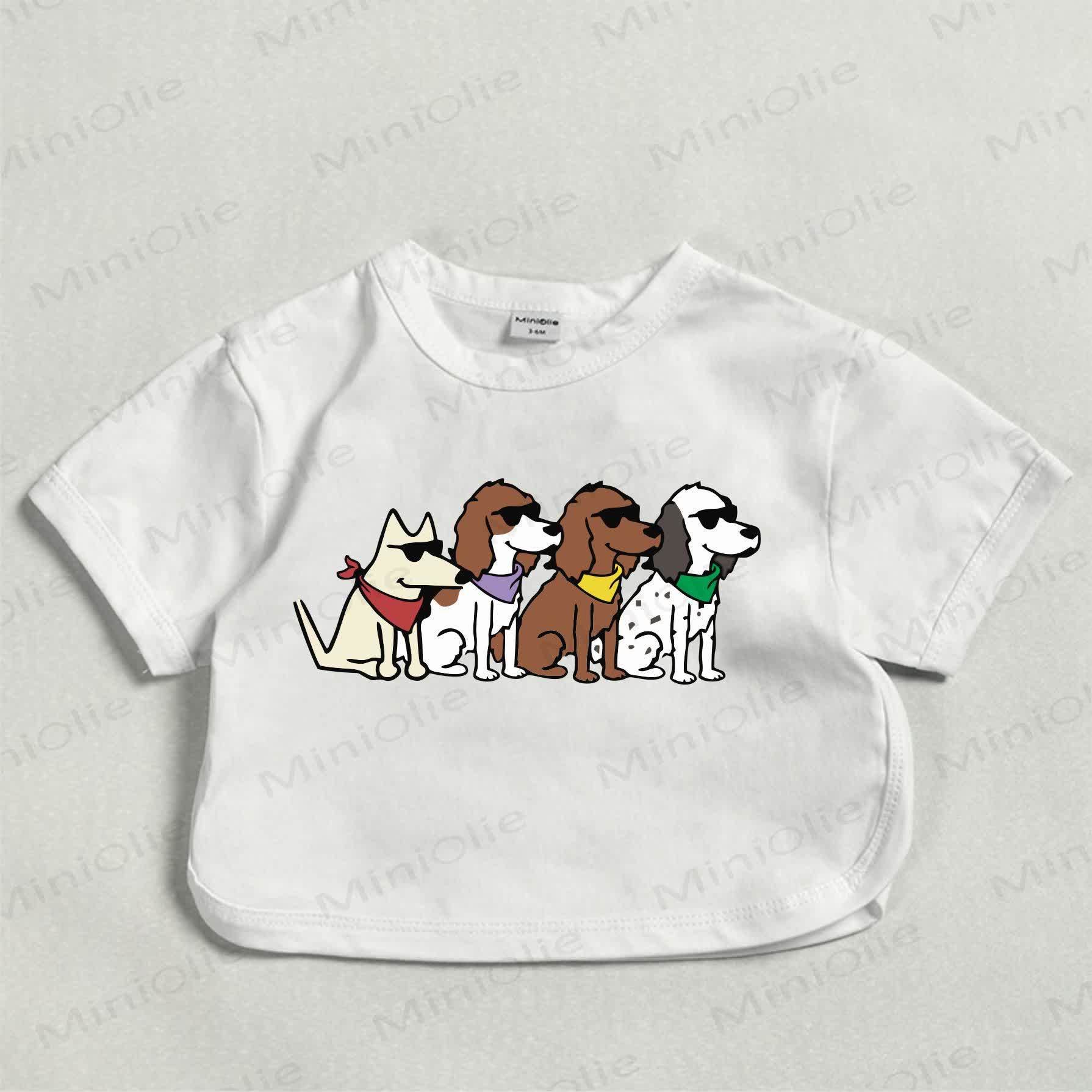 Baby -T-Shirt mit weißer Sonnenbrille und Hundemotiv - Weiß - 18-24M - image 1