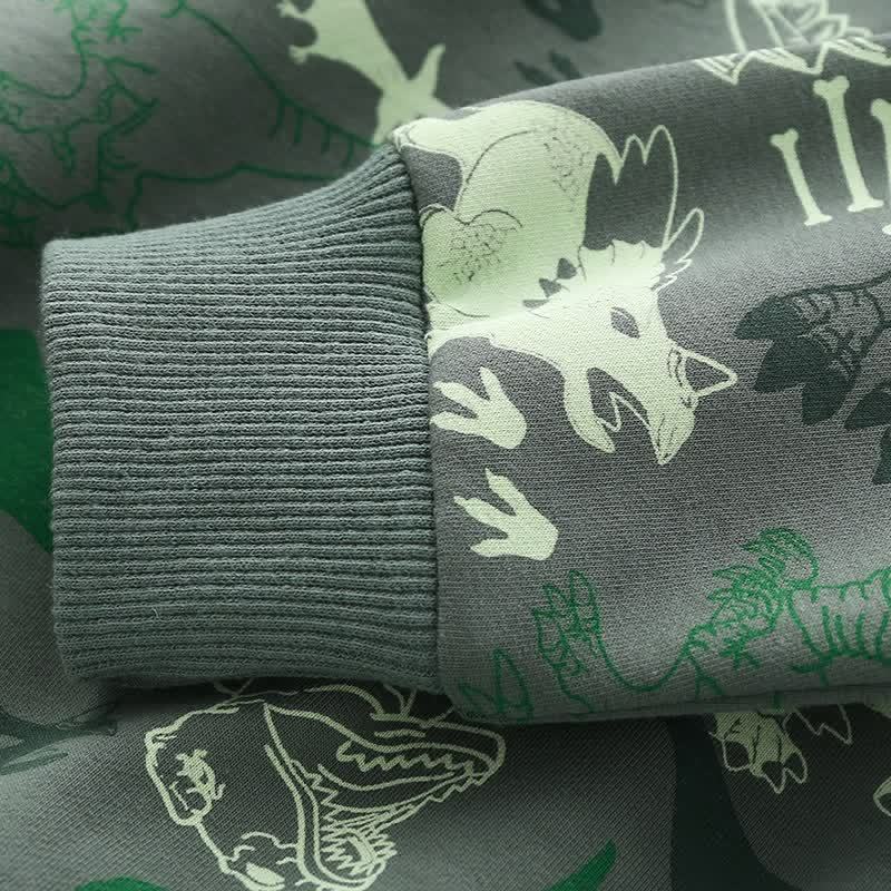 Sweatshirt mit Dinosaurier - Grau Grün - image 5