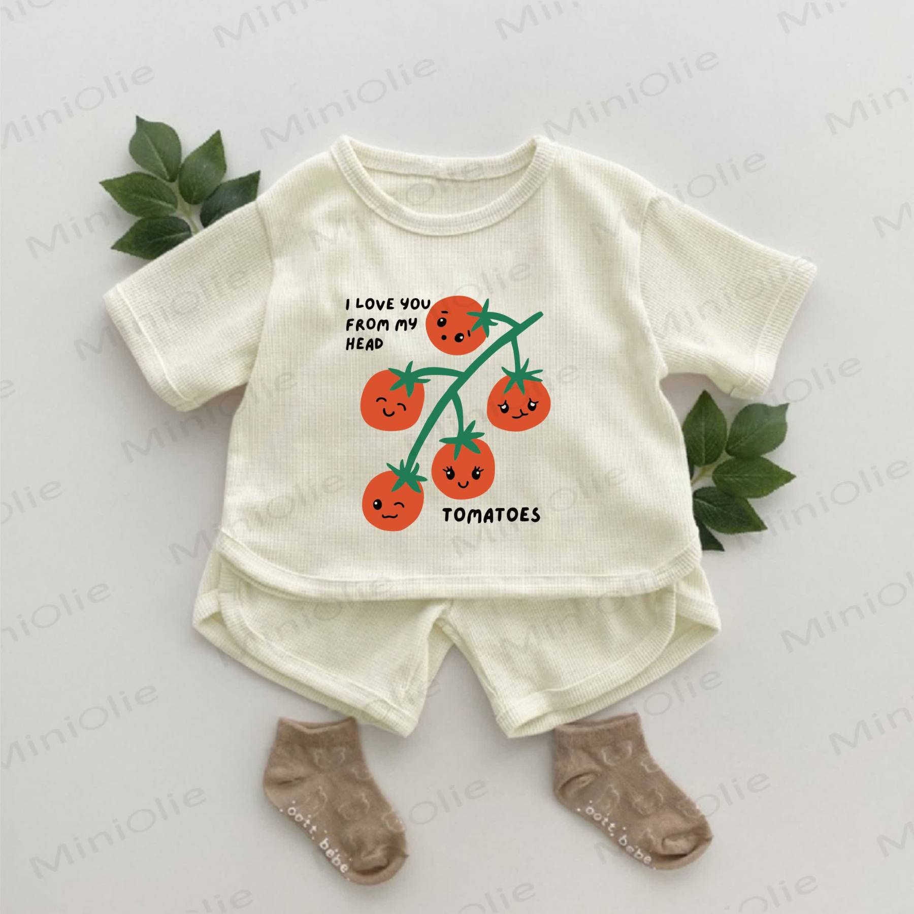 I LOVE YOU FROM MY HEAD TOMATOES – Baby - Waffel Set (2-teilig) - Aprikose - 2-3J - image 1