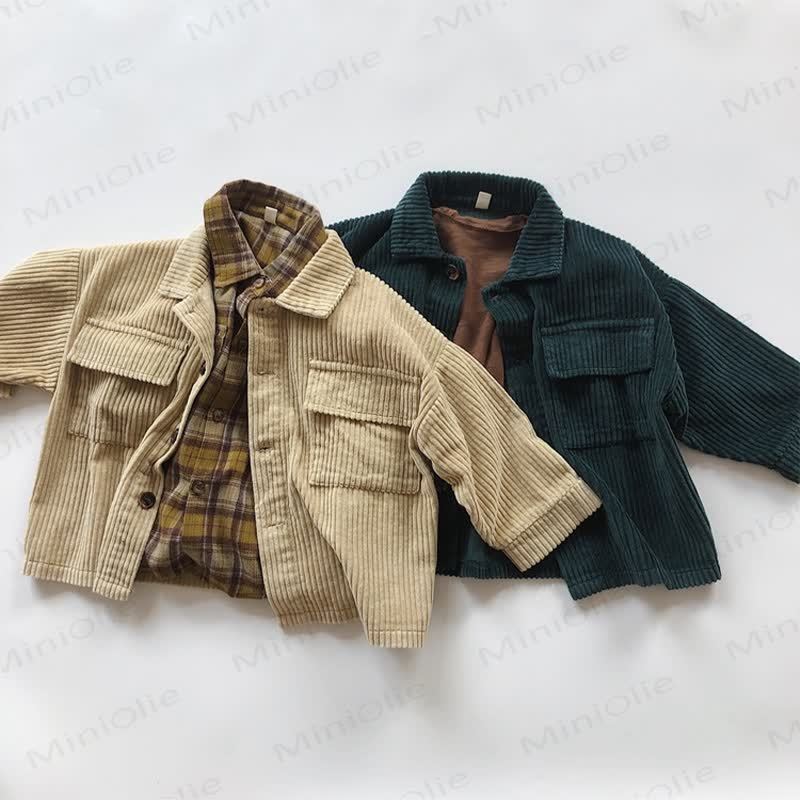 Baby Jacke aus einfarbigem Cord mit Knöpfen - image 8