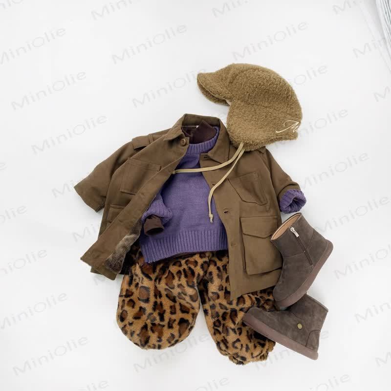 Vlies Jogginghose für Baby und Kleinkind mit Leopardenmuster / Hose mit Zebramuster (Schwarz weiß)  - image 4