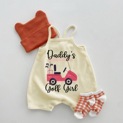 DADDY'S GOLF GIRL Baby Girl Waffel Hosenträger- Strampler - Beige - 18-24M - image 1