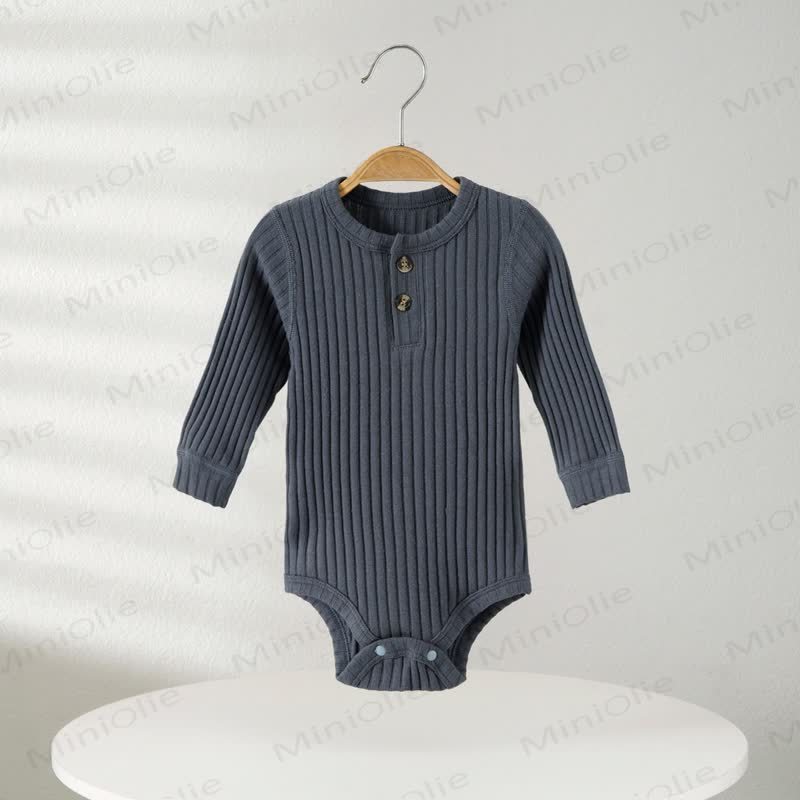 Baby Bodysuit mit Gerippt, Einfarbig, mit Knöpfen - Dunkelblau - 18-24M - image 13
