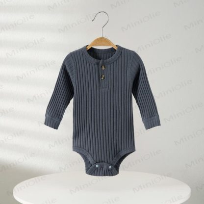 Baby Bodysuit mit Gerippt, Einfarbig, mit Knöpfen - Dunkelblau - 18-24M - image 13