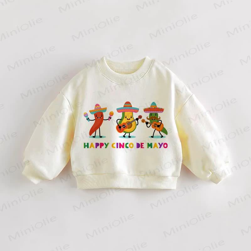 HAPPY CINCO DE MAYO Baby Kleinkind Avocado und Chili Creme Sweatshirt - Creme - 3-5J - image 1