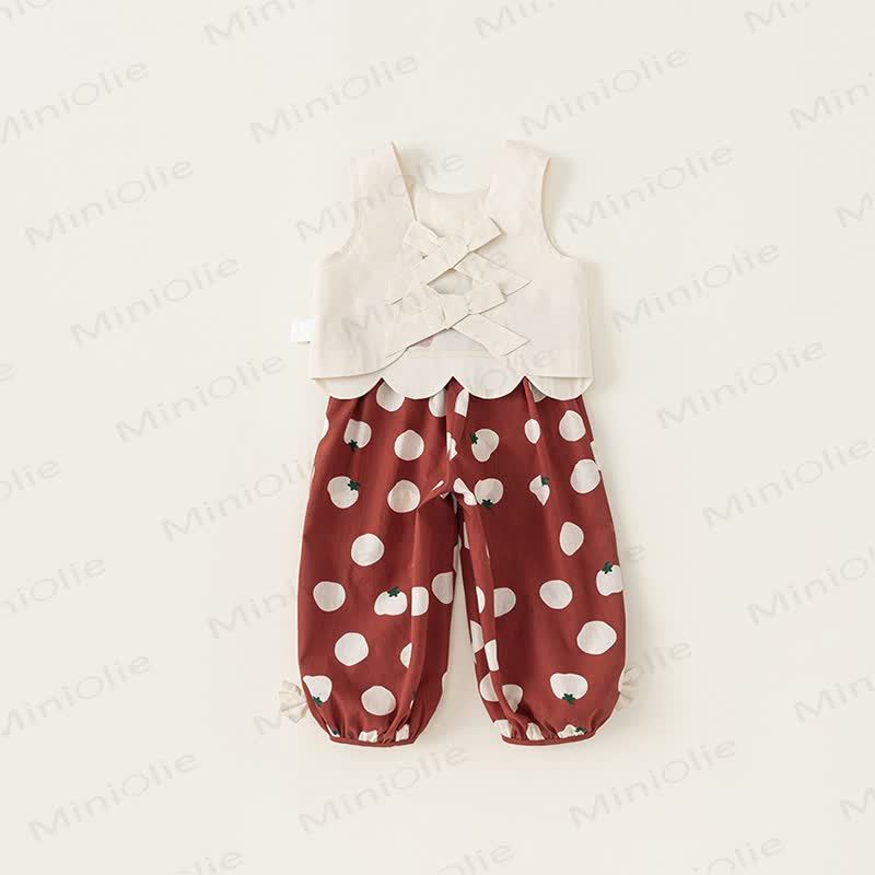 Tomatenfarbenes Tanktop und Hose Set für Kleinkind-Mädchen - image 4