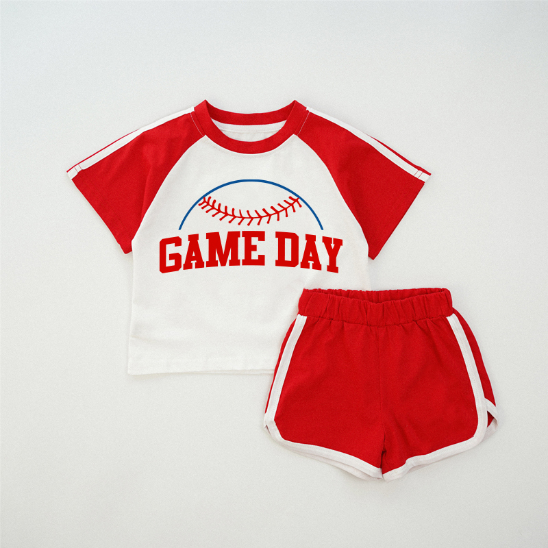 GAME DAY Baby Baseball Rotes Raglan-T-Shirt Set - Rot - 2-3J - image 1