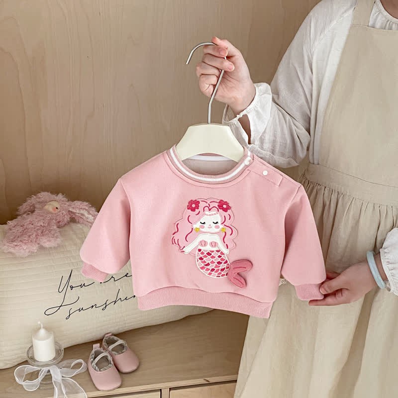 Baby Mädchen Meerjungfrauen- Blume Gesteppt - Sweatshirt in Rosa / Gestreifte Gamaschen - image 4