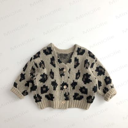 Strickjacke mit Leopardenmuster für Kleinkinder - Grau - 7-9J - image 3