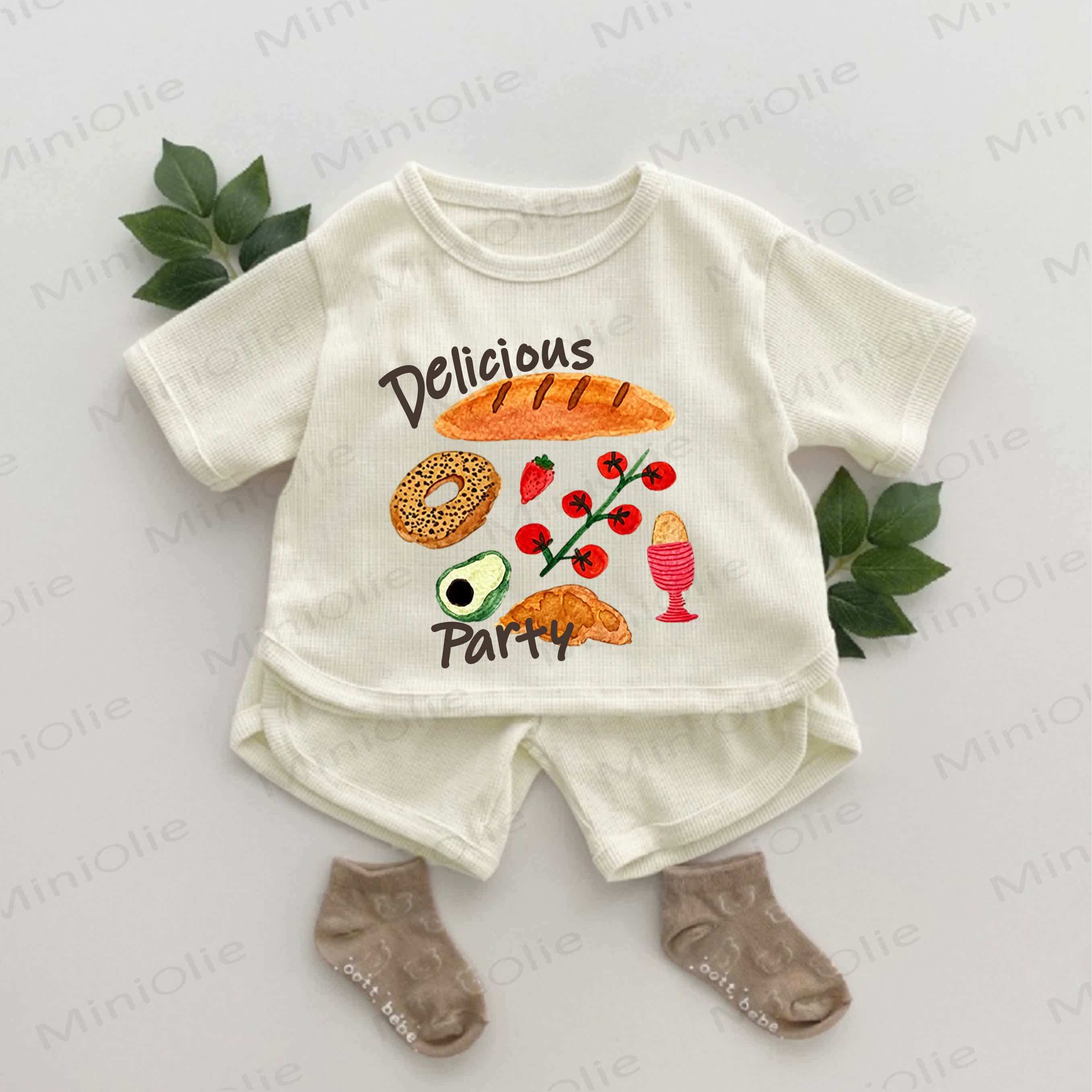 DELICIOUS PARTY Baby Food Print Waffel, 2- Set - Aprikose - 2-3J - image 1
